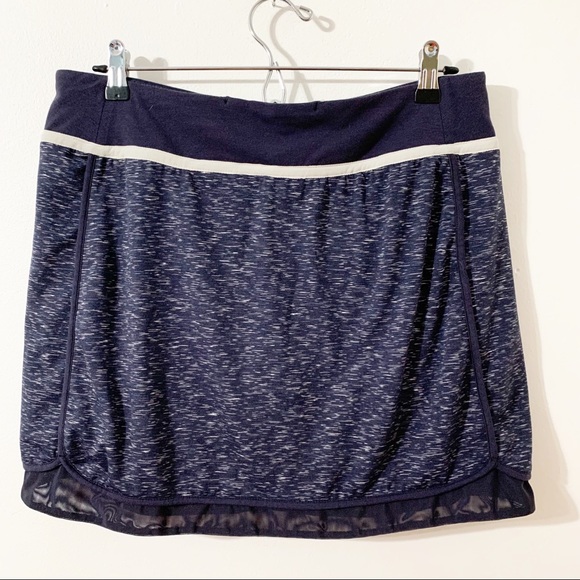 Brisas Heathered Blue and White Me ni Athletic Skirt Built in Shorts Mesh Detail - Picture 5 of 12